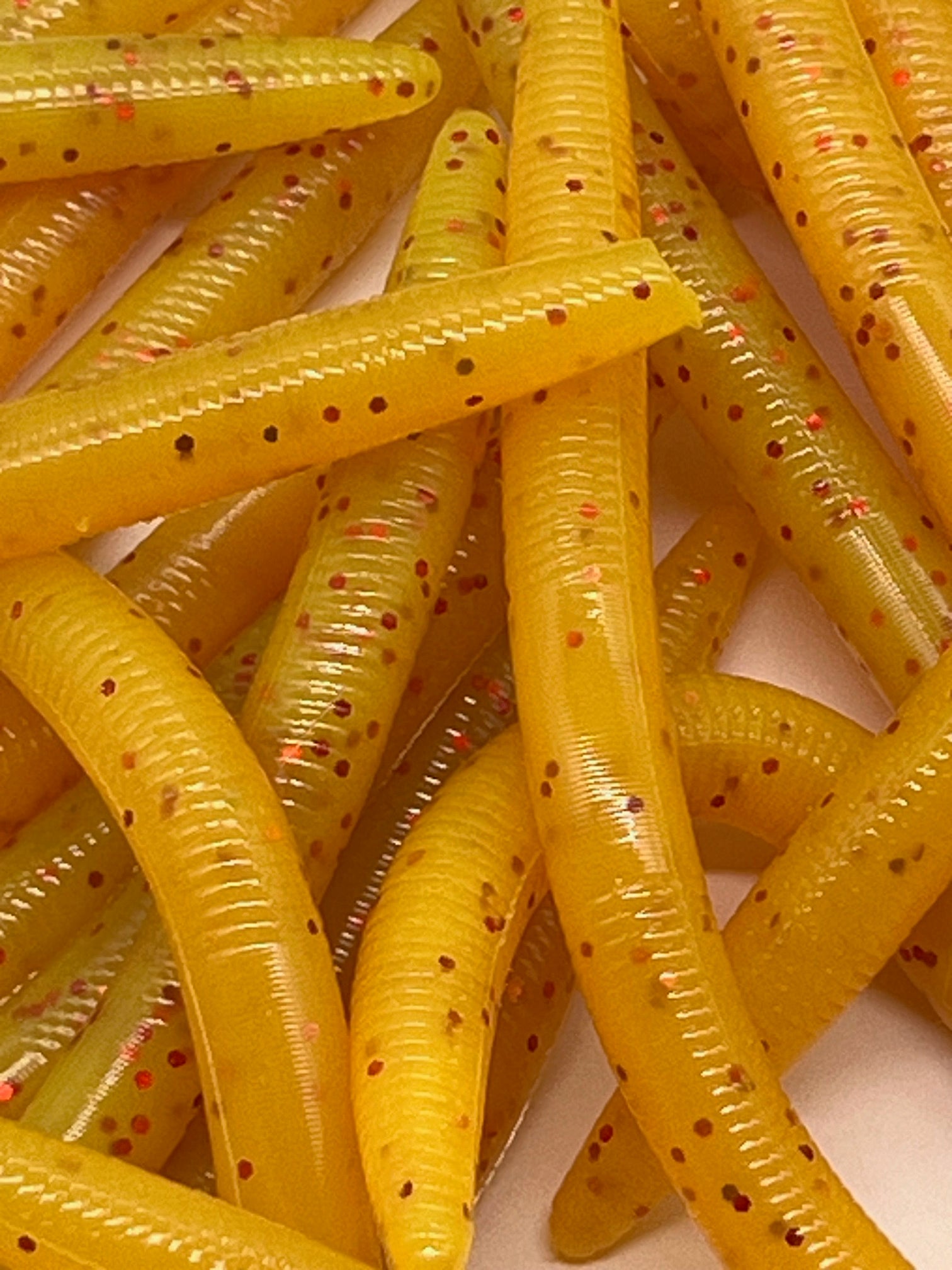 5 inch Chartreuse Red Worms qty 8 per pack