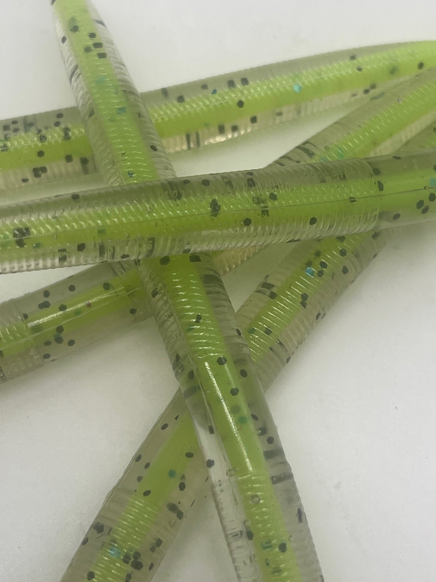 5 inch Green Core Shot worms qty 6 per pack