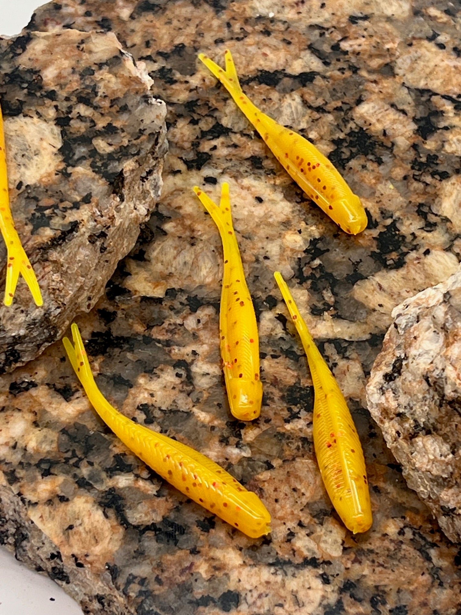 3 inch Tracer Shad Chartreus Red qty 10 per pack